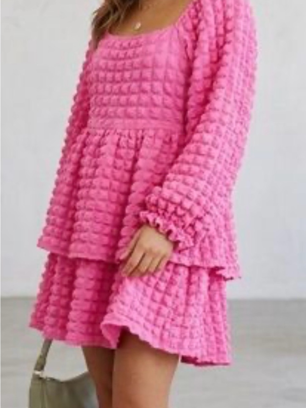 Simply Southern Bubble Ruffle Mini Dress – Pink – Size Large – NWT